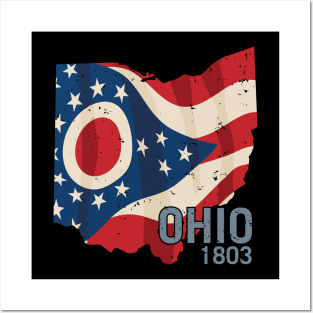 Ohio 1803 with Ohio flag stars and stripes Posters and Art